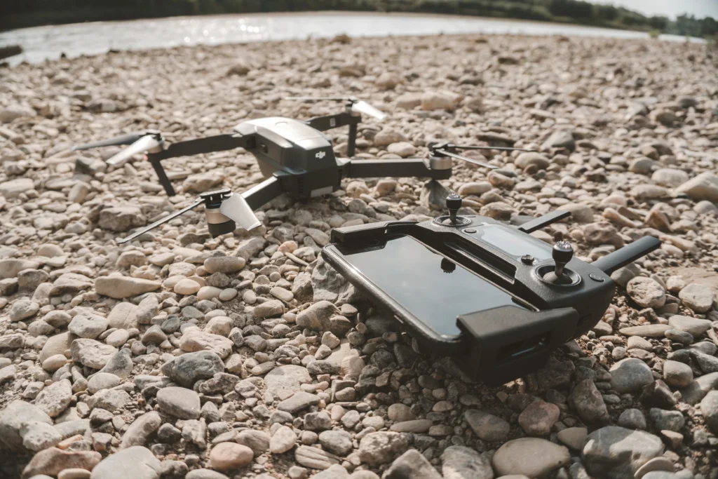 DJI Mavic 4 Pro drone flying in the sky with a scenic background