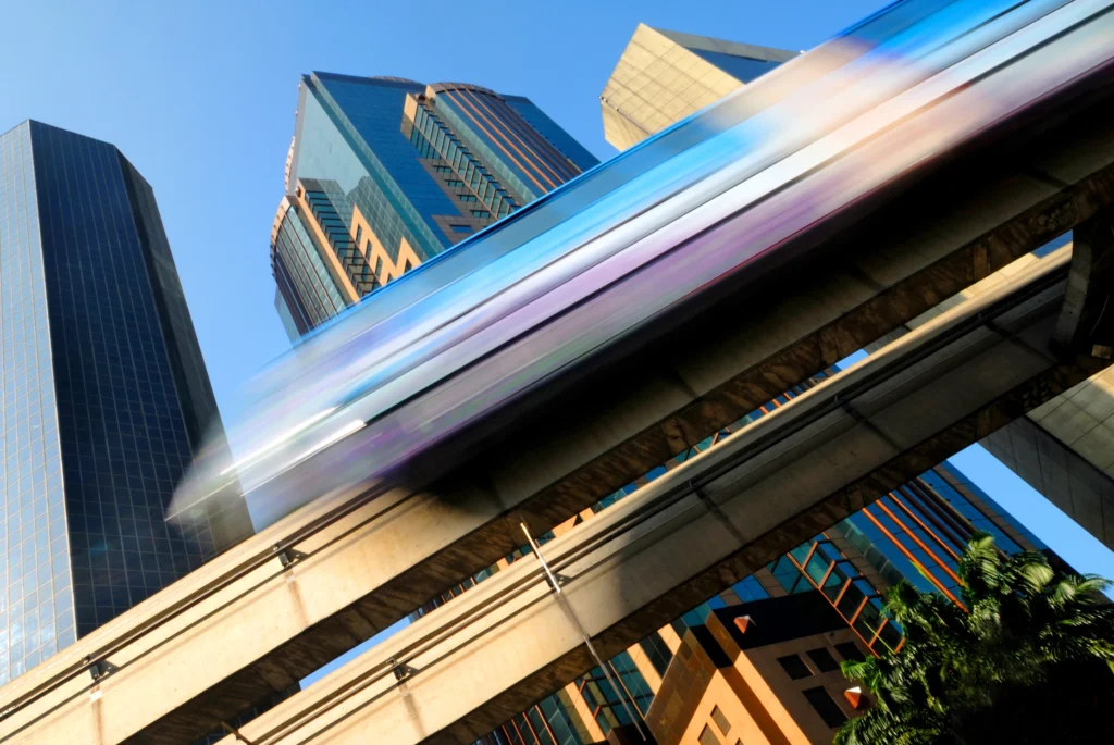 Futuristic electric cars charging at a solar-powered station in an American city