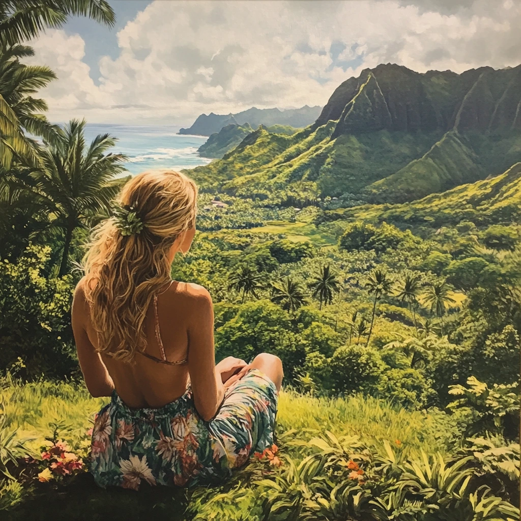 Aerial view of Julia Roberts’ luxury beachfront home in Hanalei Bay, Kauai, surrounded by lush greenery and the Pacific Ocean