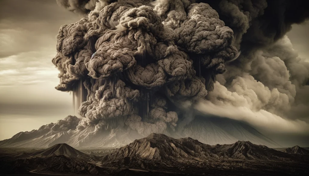 Mount Etna erupting with ash clouds and glowing lava as tourists observe from a safe distance