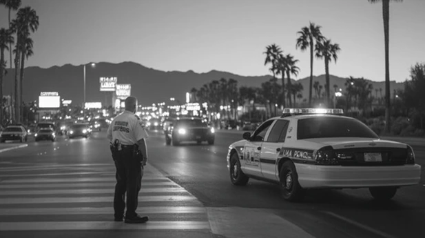 National Guard troops patrol a street in Los Angeles during immigration protests.