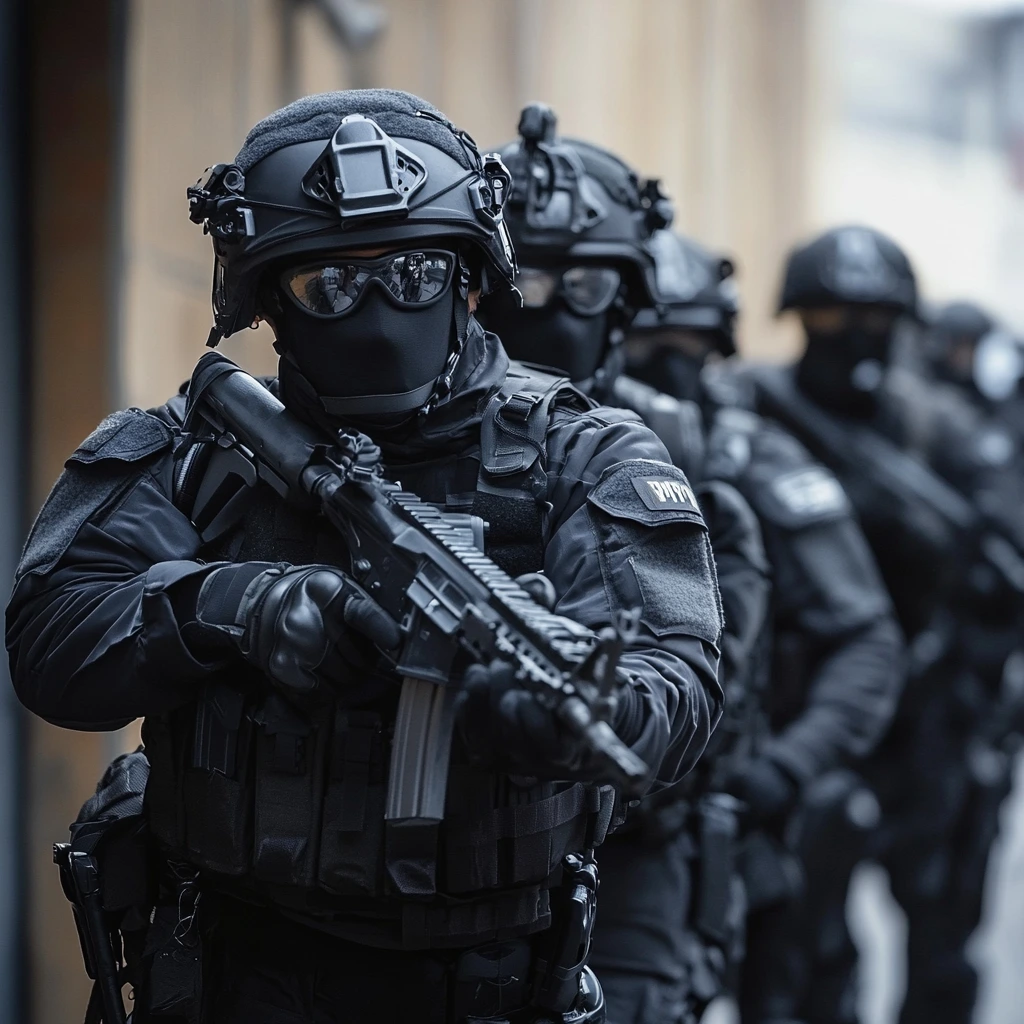 Police officers near Santa Monica Place mall securing the area during an active shooting investigation.