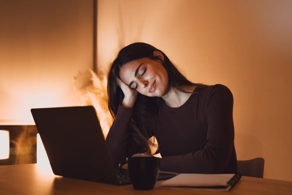 Digital Burnout
A stressed person sitting in front of multiple digital screens, overwhelmed by notifications and digital devices.