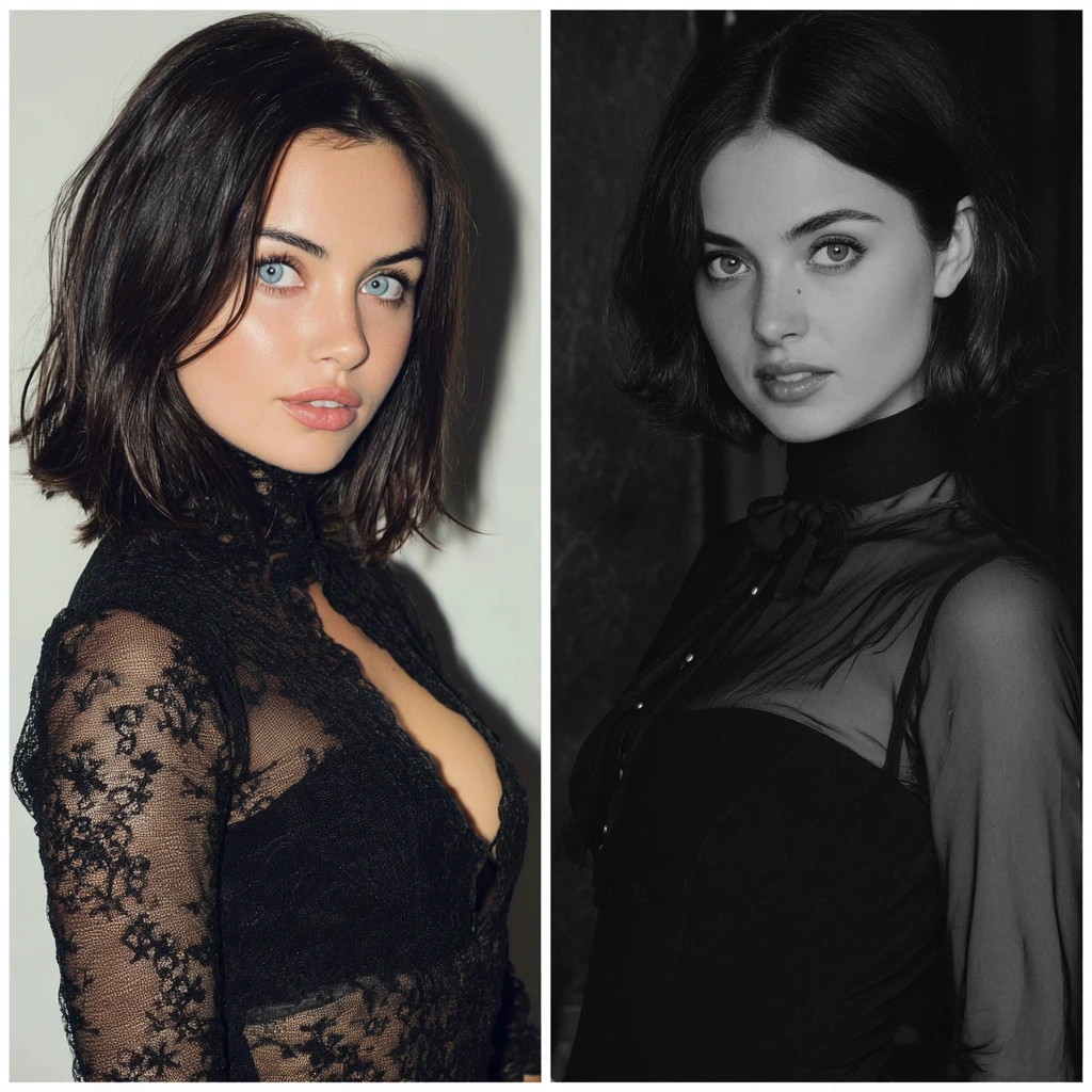 Ana de Armas in a glamorous red carpet look, smiling confidently at a premiere event