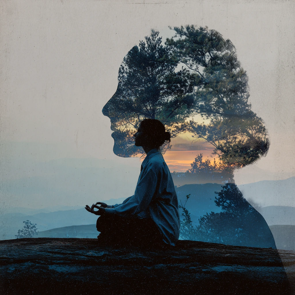 Mindfulness
Person meditating in a peaceful natural setting, symbolizing mindfulness and inner peace.