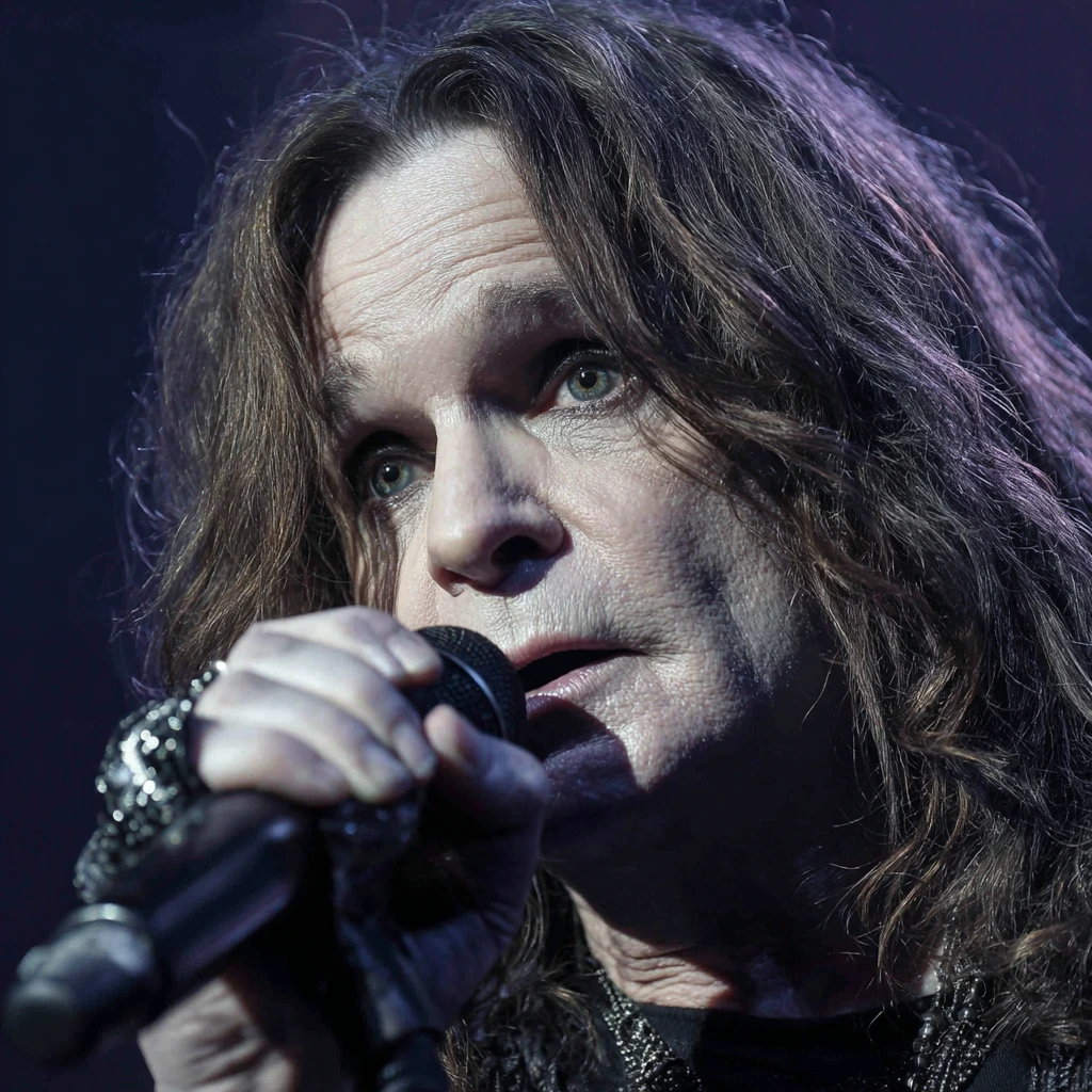 Ozzy Osbourne wearing sunglasses and black clothes during a public appearance in 2024.