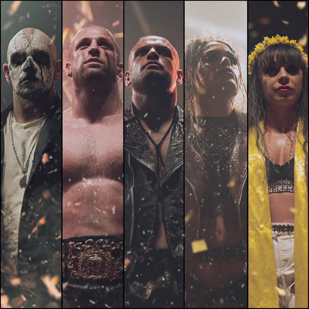 Slammiversary 2025 logo with wrestlers in action, featuring high-energy matchups and surprise returns.