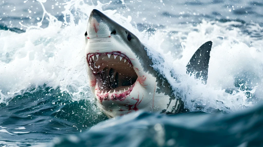 Illustration of sharks associated with the top 5 deadliest shark attacks in history
