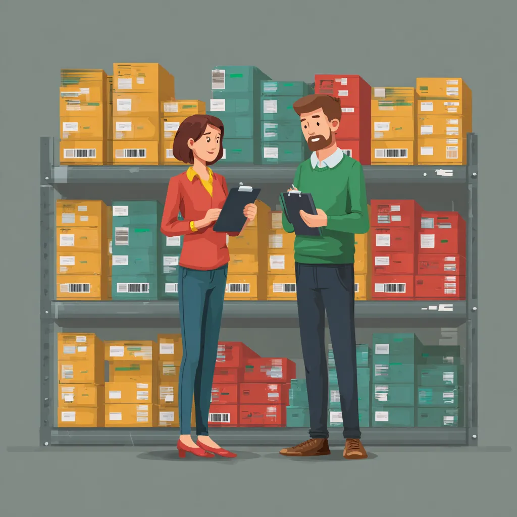 Small business owner organizing inventory shelves to improve stock management