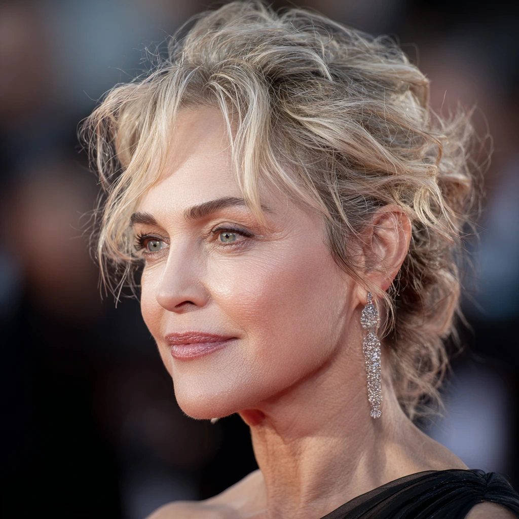 Sharon Stone walking the red carpet at the Nobody 2 premiere with her three sons