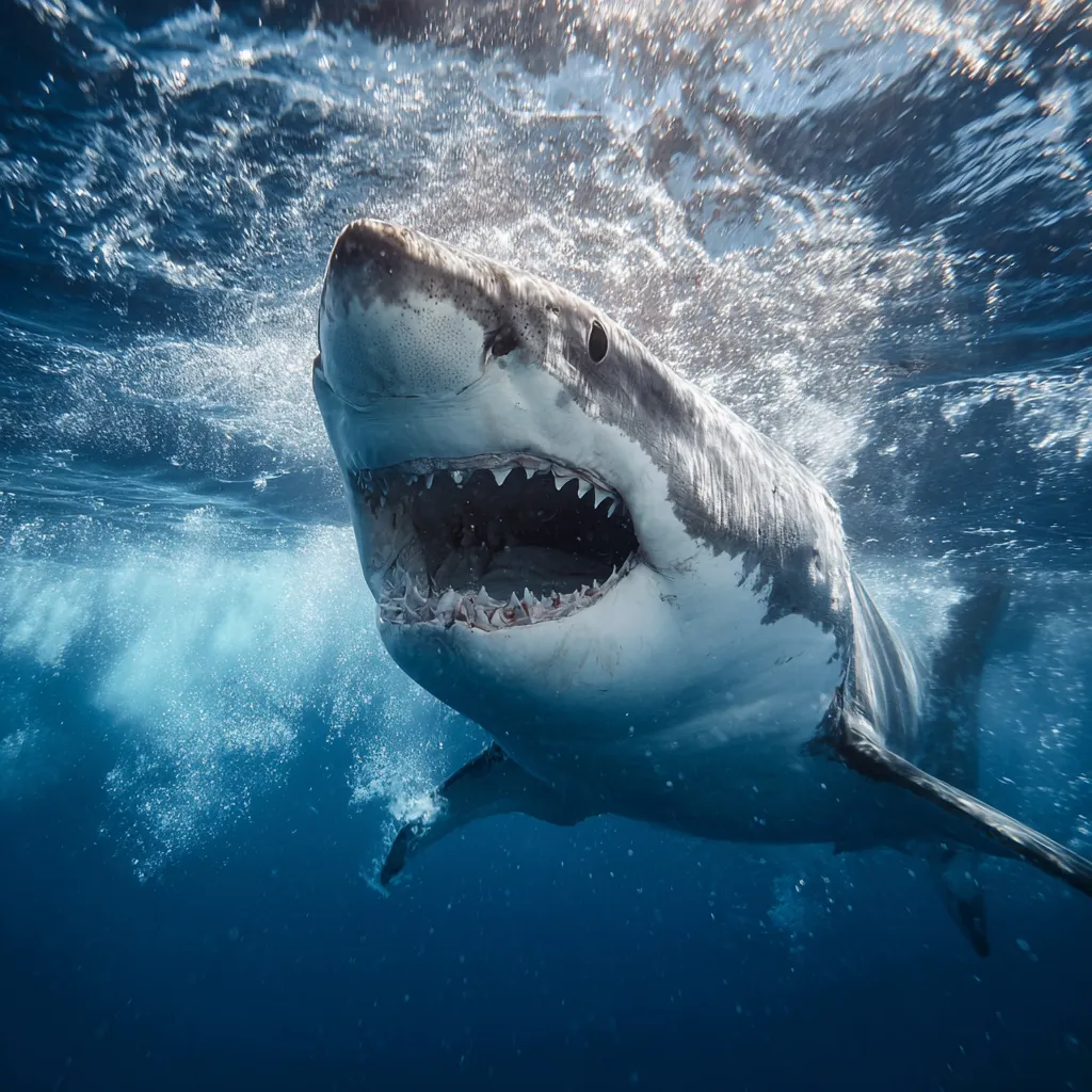 Illustration of sharks associated with the top 5 deadliest shark attacks in history