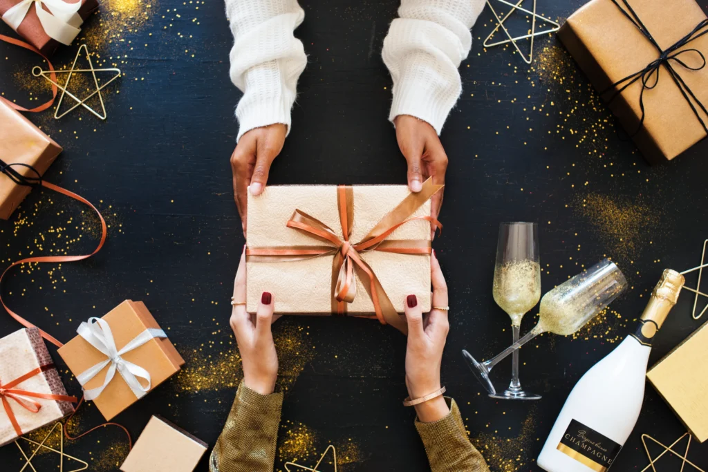 Luxury birthday gift for husband wrapped in elegant packaging with stylish accessories