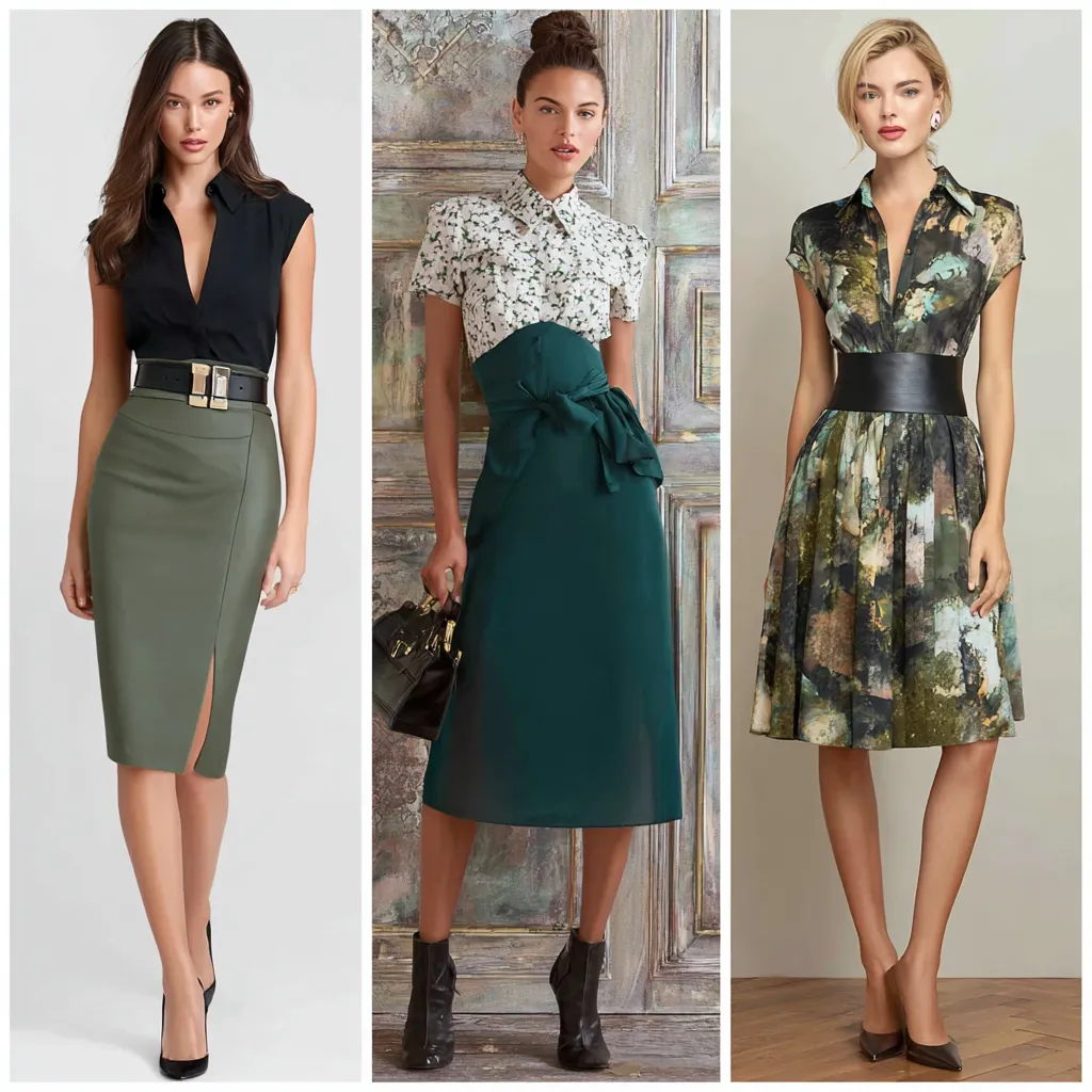 Plus-size woman in a stylish business casual outfit, featuring a tailored blazer, trousers, and a blouse, standing confidently in a professional setting.
