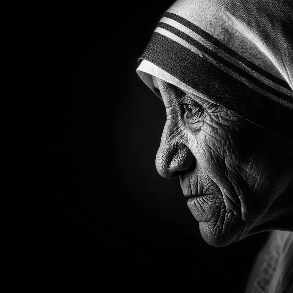 Mother Teresa serving the poor, embodying compassion in the fight against poverty