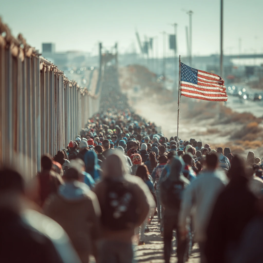 Illustration representing new American immigration policy and its social and economic consequences