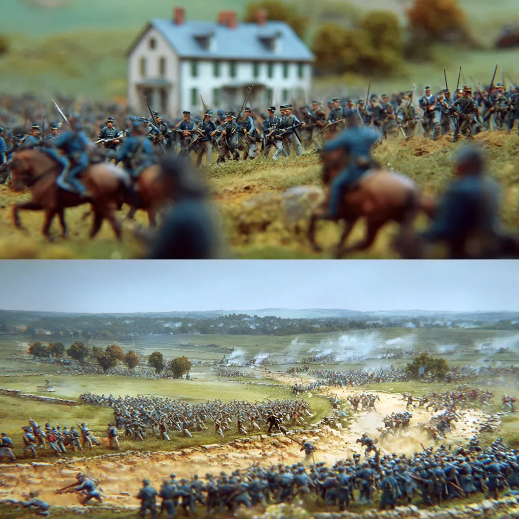 Union and Confederate soldiers engage in fierce combat during the Battle of Antietam, September 17, 1862, marking one of the bloodiest days in American history."
