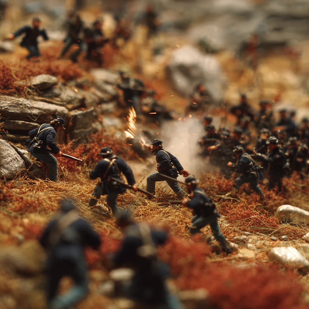 Union and Confederate soldiers engage in fierce combat during the Battle of Antietam, September 17, 1862, marking one of the bloodiest days in American history."