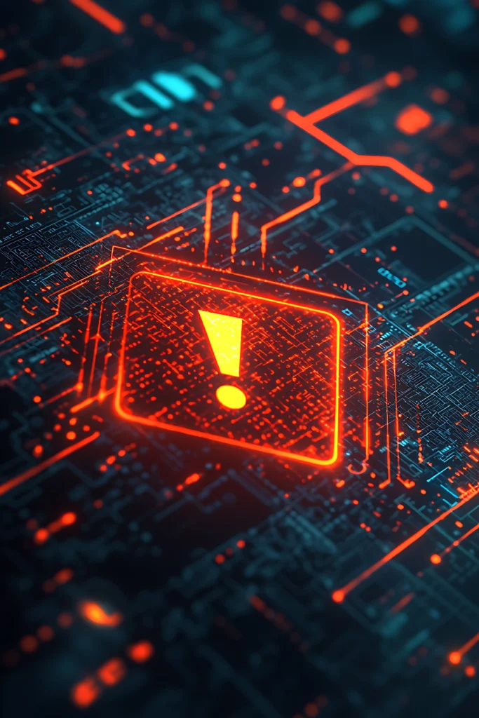 Tech Outages
Server room alert showing tech outage with system failure warnings