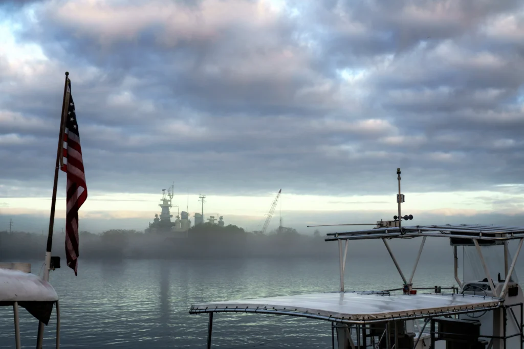 Historic illustration depicting the founding of the U.S. Naval Academy in 1845 at Annapolis, Maryland.