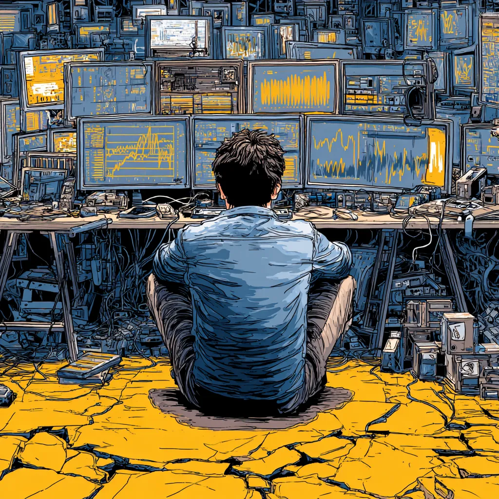 Tech Outages
Server room alert showing tech outage with system failure warnings