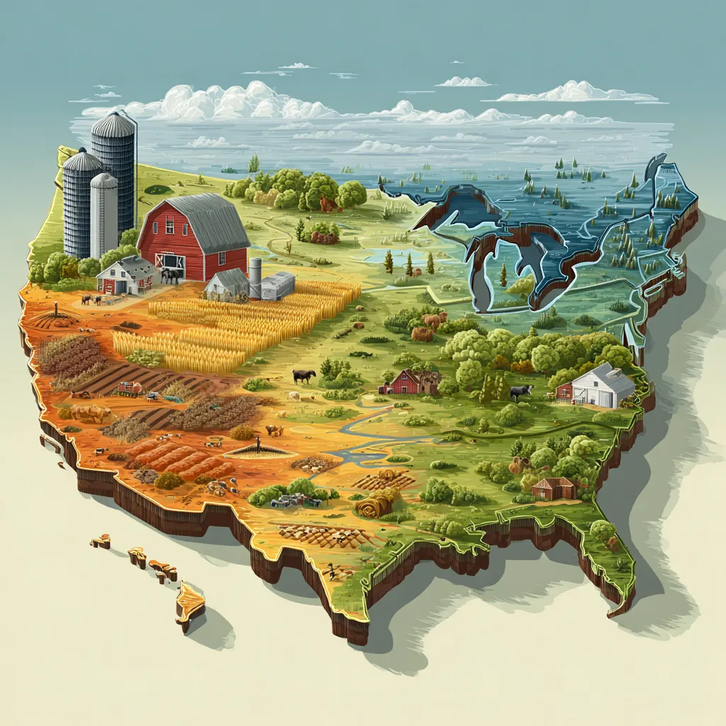 A drought-affected American farmland with dry soil, damaged crops, and rising heat haze representing climate change effects on agriculture.