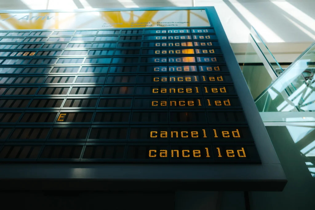 Canceled Flights
Canceled flight display board at a U.S. airport during a winter storm