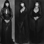 Cher wearing a bold, iconic outfit on stage, showcasing her timeless fashion style