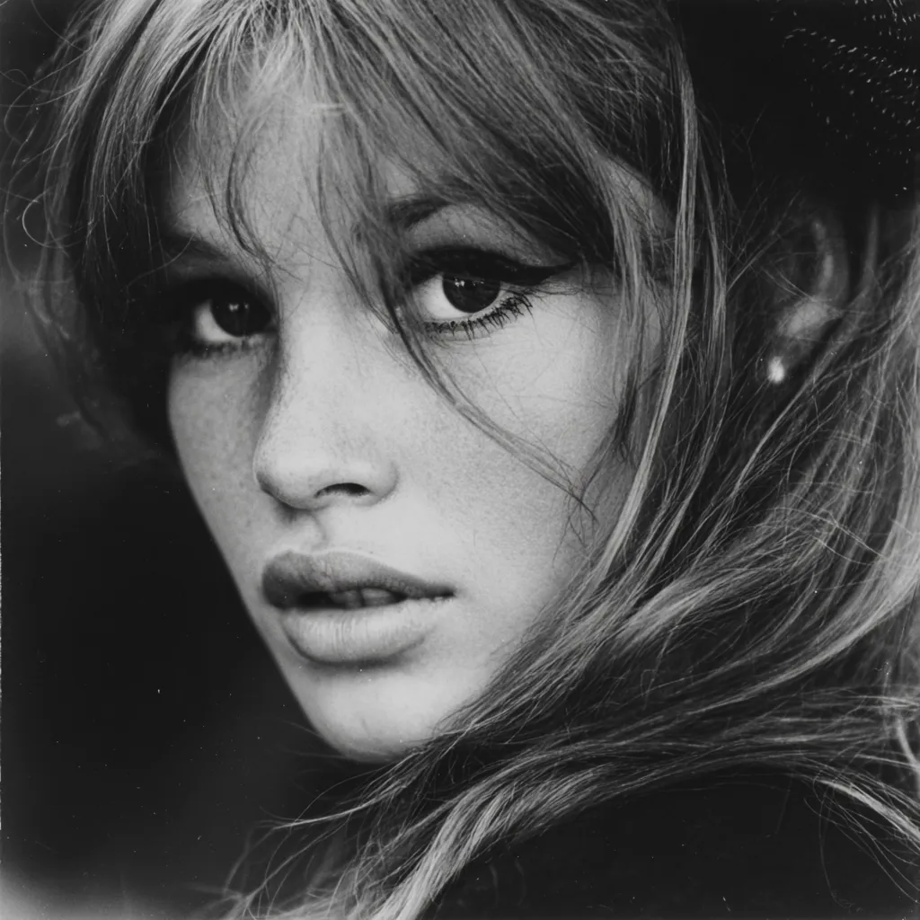 Brigitte Bardot smiling on a movie set, iconic French actress and movie star