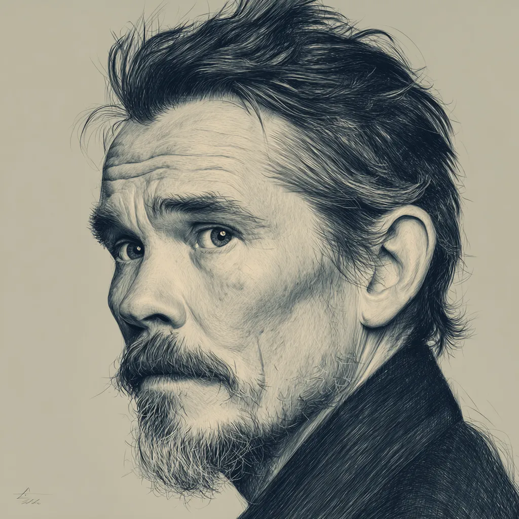 Ethan Hawke portraying Lorenz Hart in Blue Moon 2025, showing emotional transformation and dramatic performance in the film.