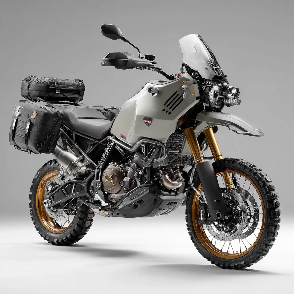 Moto Morini 2026 Adventure Bikes showcased in a rugged mountain setting, with bold text highlighting new features, upgrades, and trail-ready excitement