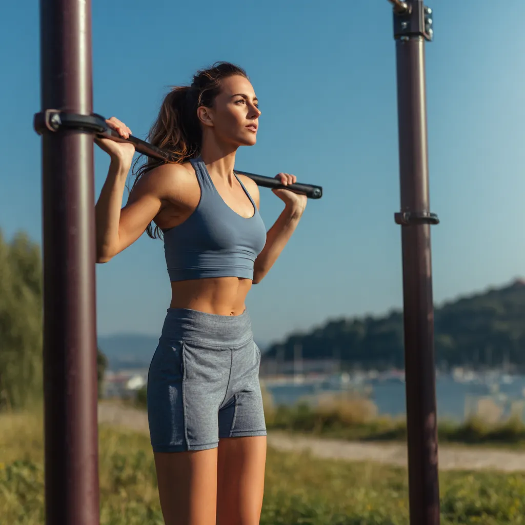 People engaging in outdoor fitness activities like running, yoga, and cycling in a park setting.