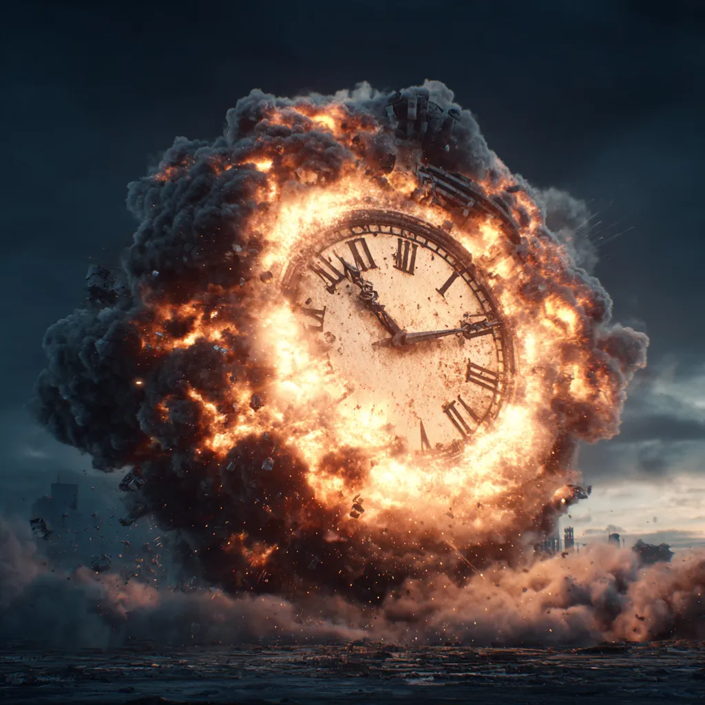 The Doomsday Clock
Doomsday Clock showing 85 seconds to midnight symbolizing global risks