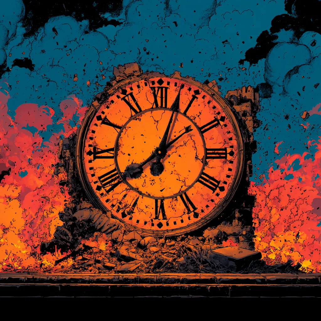 The Doomsday Clock
Doomsday Clock showing 85 seconds to midnight symbolizing global risks