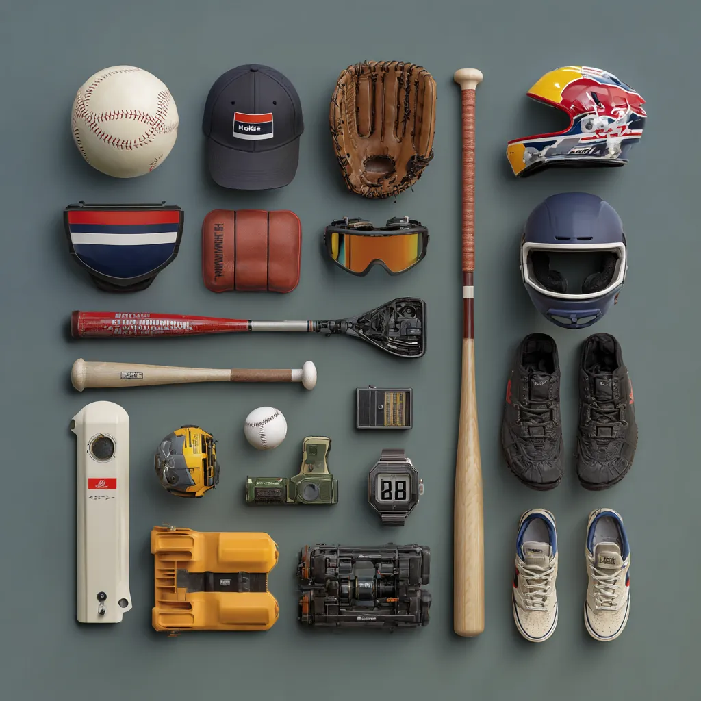 Visual showing the evolution of sports equipment from traditional gear to modern, technology-driven sports tools and performance wear