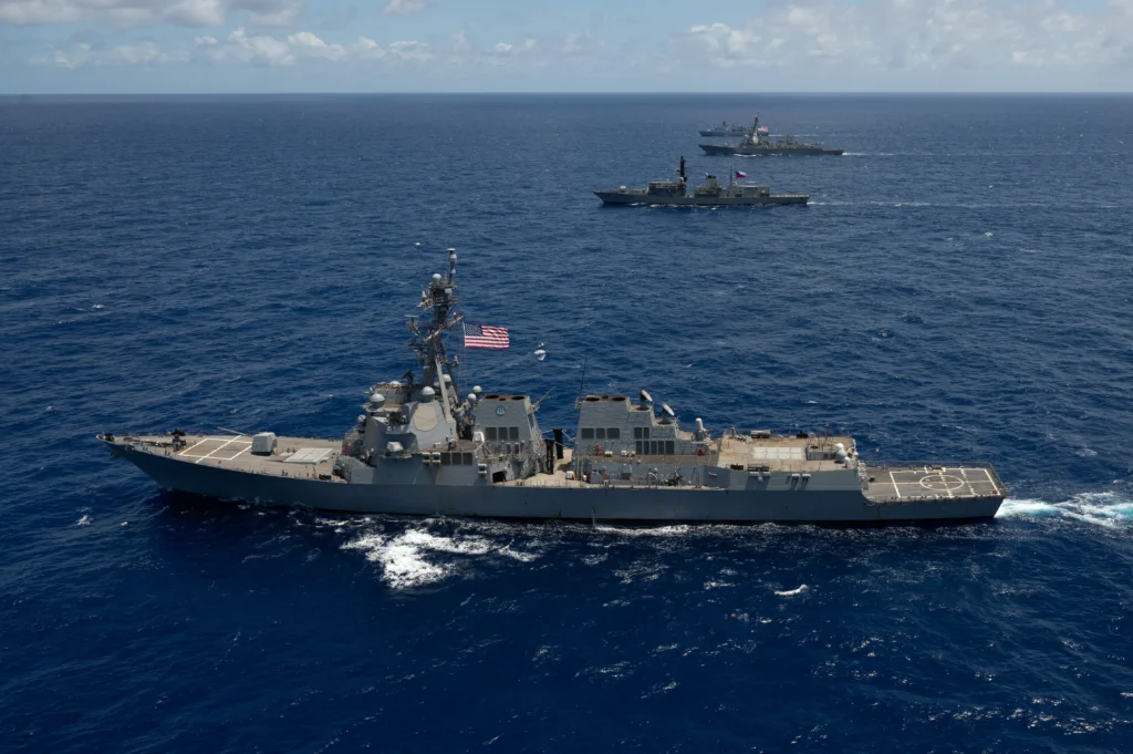 Ships
U.S. Navy ships USS Truxtun and USNS Supply operating at sea near South America