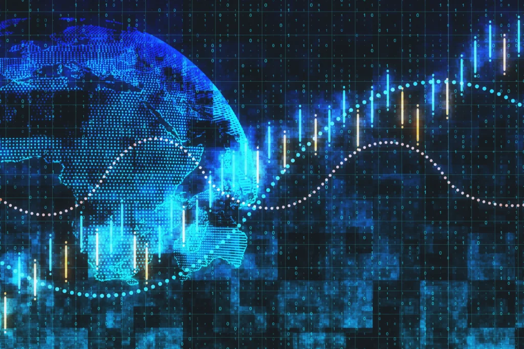 Stock market chart showing sharp fluctuations after new tariffs announcement in 2026, highlighting investor uncertainty and market volatility