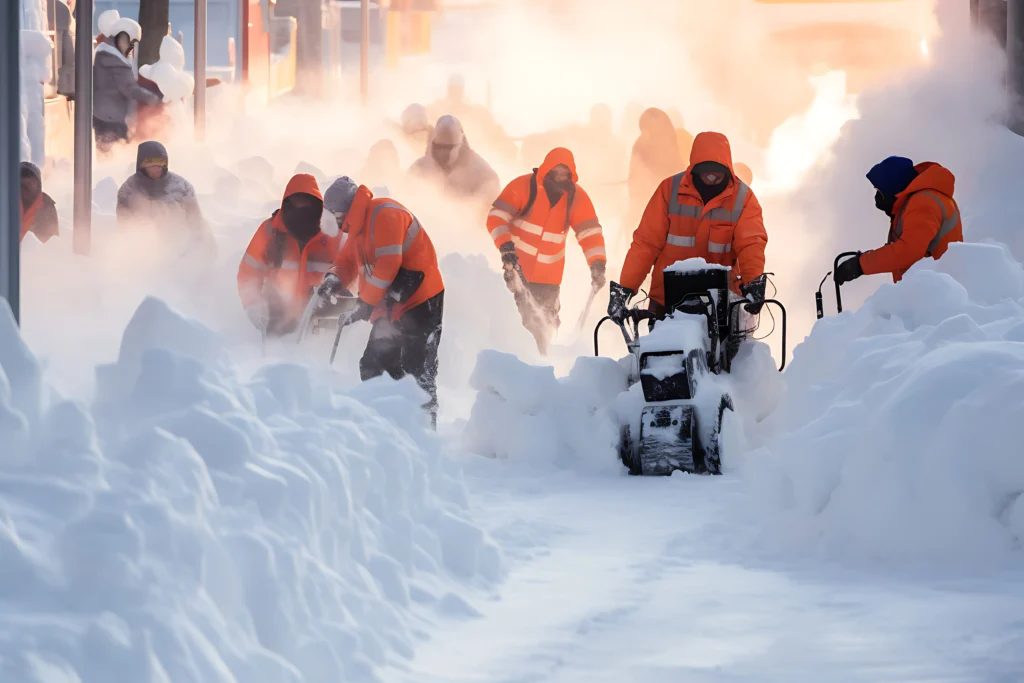 Rescue team searching snowy Sierra Nevada slope after Lake Tahoe avalanche