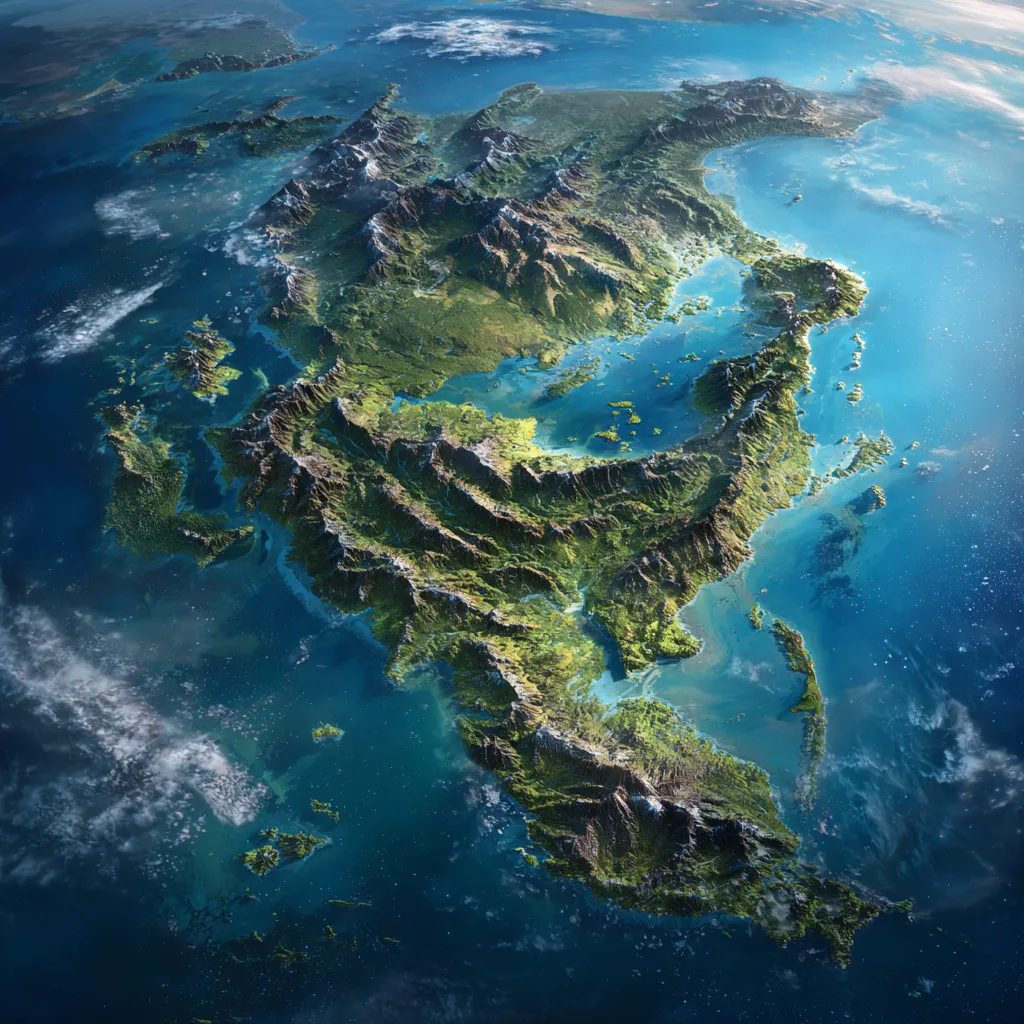 Map showing Zealandia, the hidden eighth continent mostly submerged beneath the Pacific Ocean near New Zealand