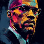 Malcolm X speaking to an audience during the civil rights era