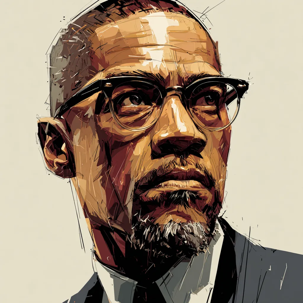 Malcolm X speaking to an audience during the civil rights era