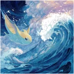 Pokémon Winds and Waves new generation starters Browt, Pombon, and Gecqua exploring tropical islands with ocean waves in the background