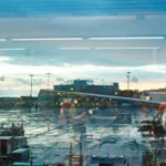 LaGuardia Airport runway scene after aircraft and emergency vehicle incident