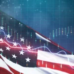 Chart showing the Dow Jones Industrial Average dropping sharply on a trading screen as investors react to global economic uncertainty.