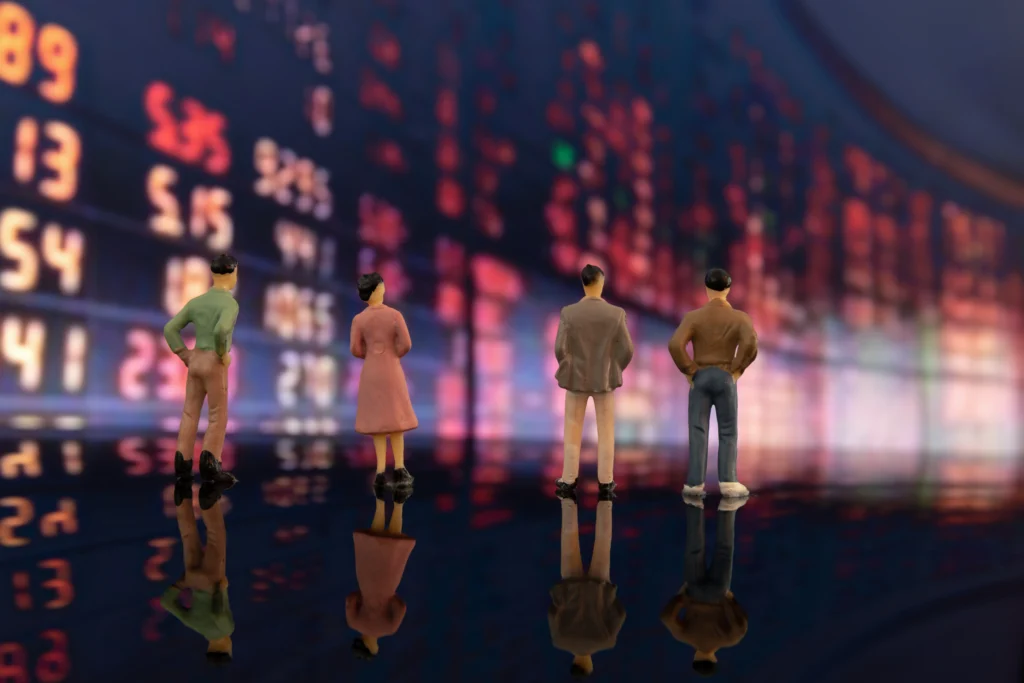 Chart showing the Dow Jones Industrial Average dropping sharply on a trading screen as investors react to global economic uncertainty.