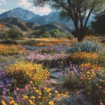 Colorful wildflowers blooming across a sunlit field in the USA