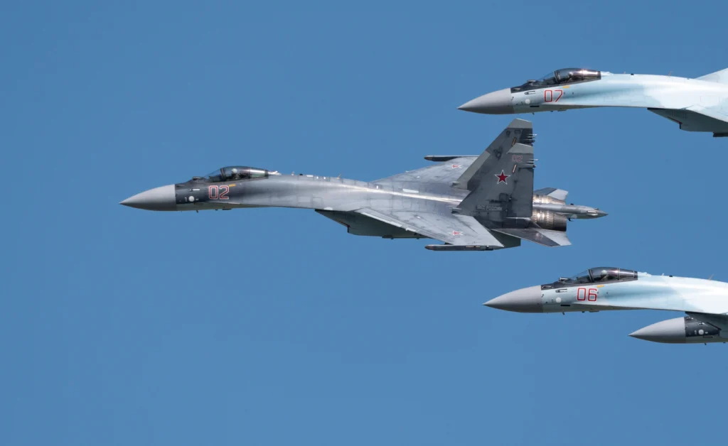 NATO fighter jets intercepting Russian military aircraft over the Baltic Sea during an air policing mission
