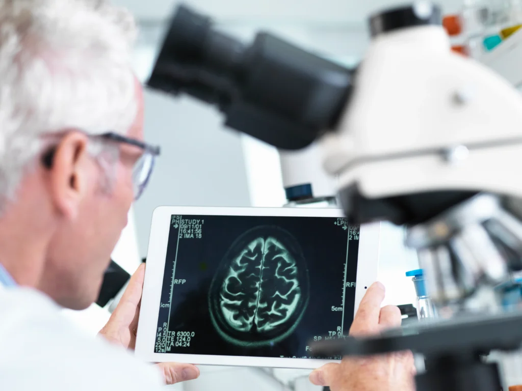 Illustration of an aging brain with glowing neural connections symbolizing mental sharpness and cognitive health