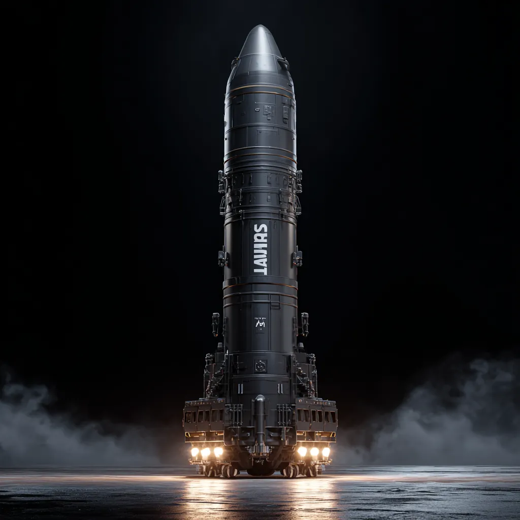 RS-28 Sarmat intercontinental ballistic missile shown in a military silo during launch preparation, representing Russia’s nuclear deterrence system.