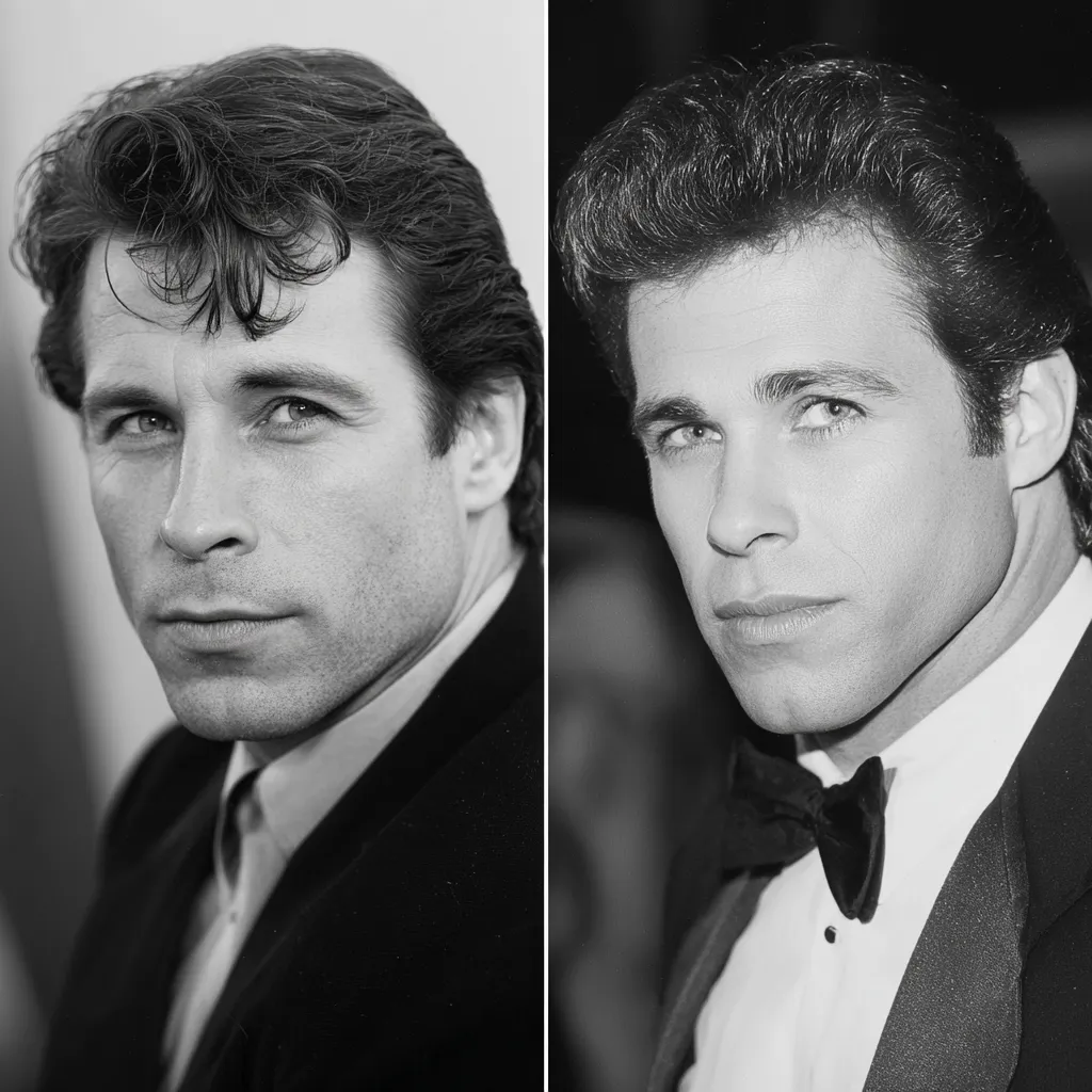 John Travolta in a contemplative pose with dim Hollywood-style lighting symbolizing his long absence from the film industry.