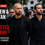 Andrew and Tristan Tate arrive at a courthouse in Miami following their arrest as the United Kingdom seeks their extradition on multiple criminal charges.